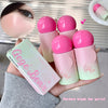 Hand holding pink and green cosmetic products with 'Gege Bear' branding.