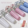 Lip gloss bottles with 'Gege bear' branding on a white background