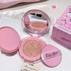 Pink compact powder with mirror and Gege Bear branding on a white background