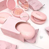 Pink cosmetic products with 'Gege bear' branding on a white background