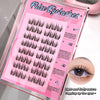 False eyelashes in a pink packaging with an inset of an eye wearing the lashes.