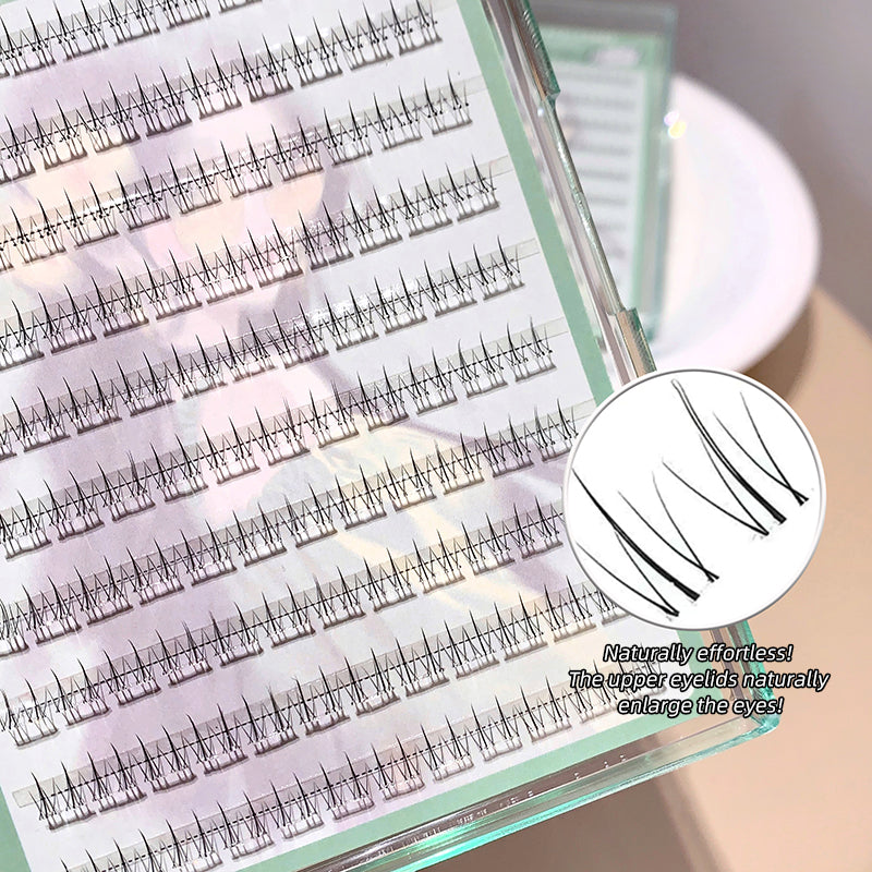 Set of false eyelashes with a magnified detail on a blurred background