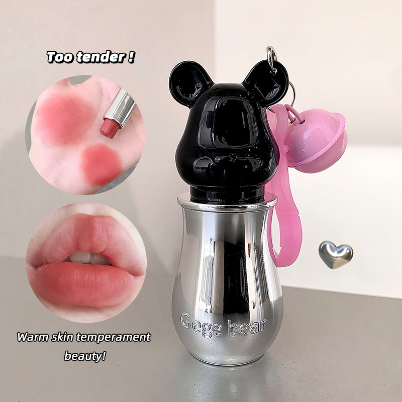 Lipstick holder with mouse ear design on a neutral background