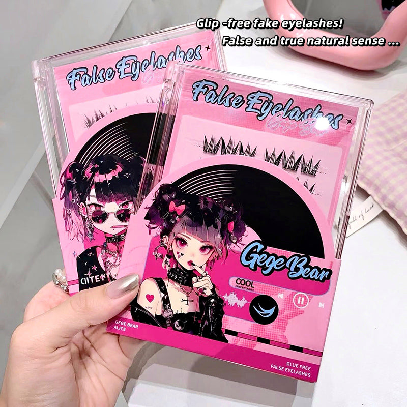 False eyelashes packaging with a character design on pink background