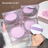 Pink makeup compact with 'Gegebear' branding, showing before and after effect on skin.