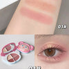 Makeup swatches and application on eyes with a blush palette.
