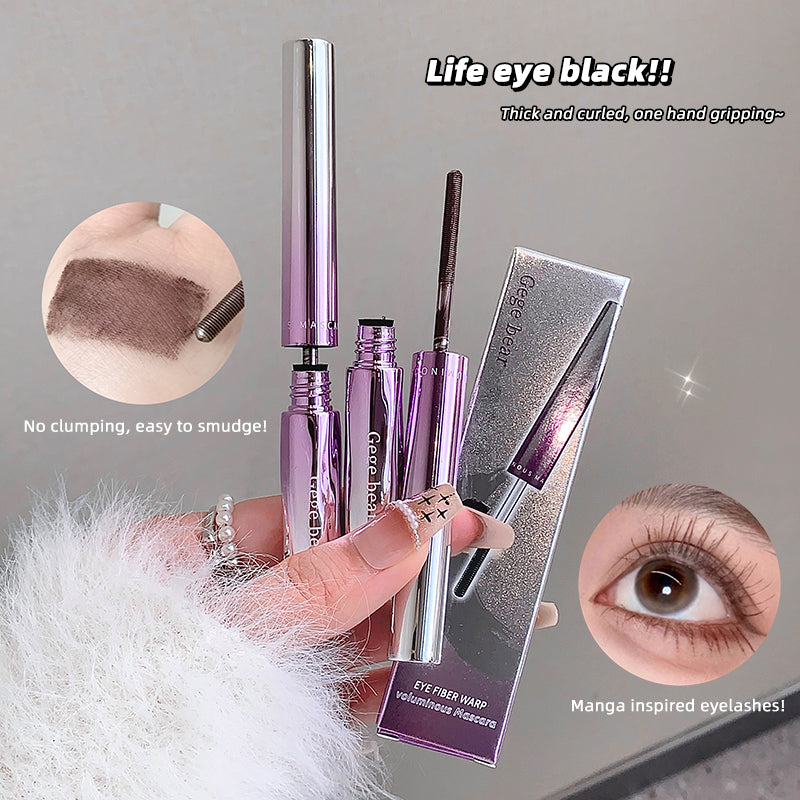 Eyelash product with packaging and close-up of application on skin and eye.
