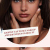 Makeup advertisement with a woman applying makeup and text about misty makeup.