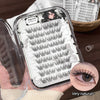 Set of false eyelashes in a case with an inset showing the effect on an eye.