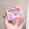 Hand holding a box of glue-free eyelashes with 'gege bear' branding.