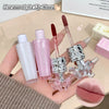 Hand holding three lip glosses with a close-up of a lip, labeled 'Korean-Style Lip Glaze'.