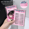False eyelashes packaging with a hand holding the case, showing the lashes inside.