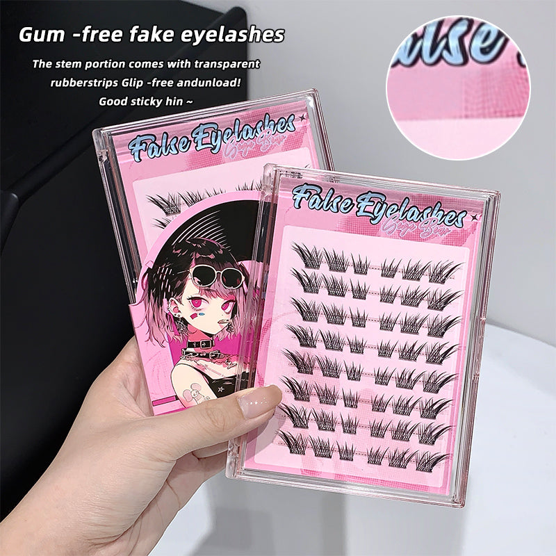 False eyelashes packaging with a hand holding the case, showing the lashes inside.