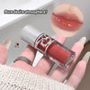 Lipstick held in a hand with close-up of lip color and text 'Pure desire atmosphere'.