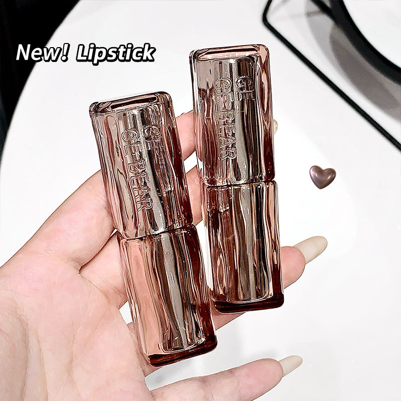 Two lipsticks held in a hand with 'New! Lipstick' text above.