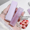 Lip tint with packaging held by a hand, with text on color and application.