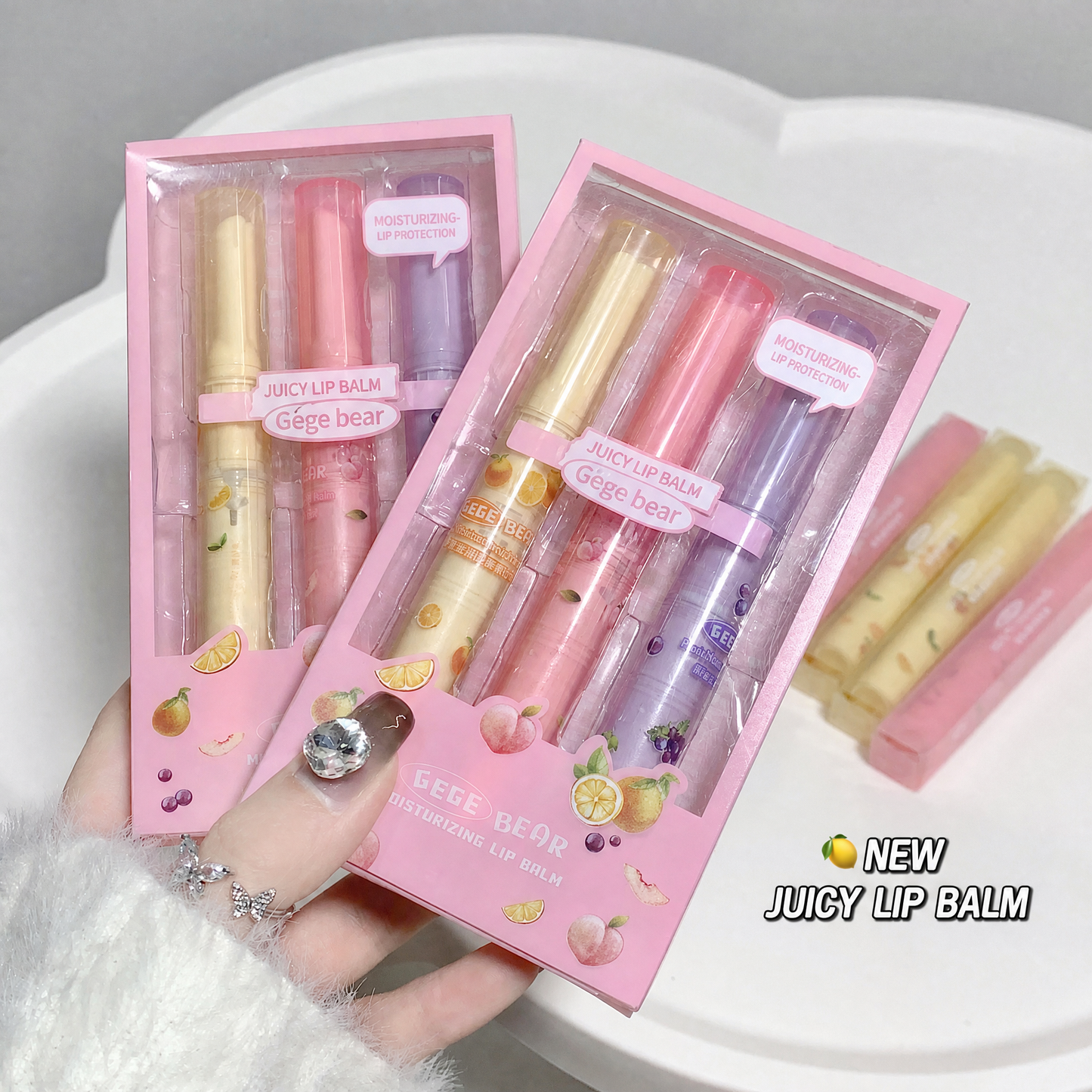 Gege Bear Fruit Moisturizing Lip Balm Set