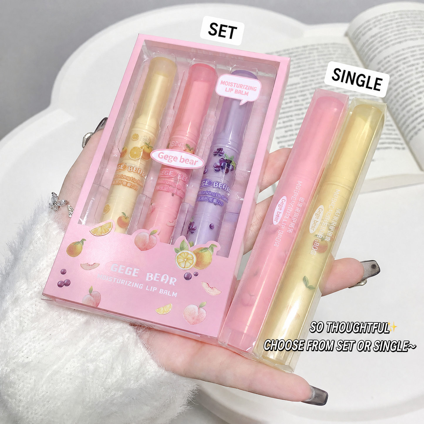 Gege Bear Fruit Moisturizing Lip Balm Set