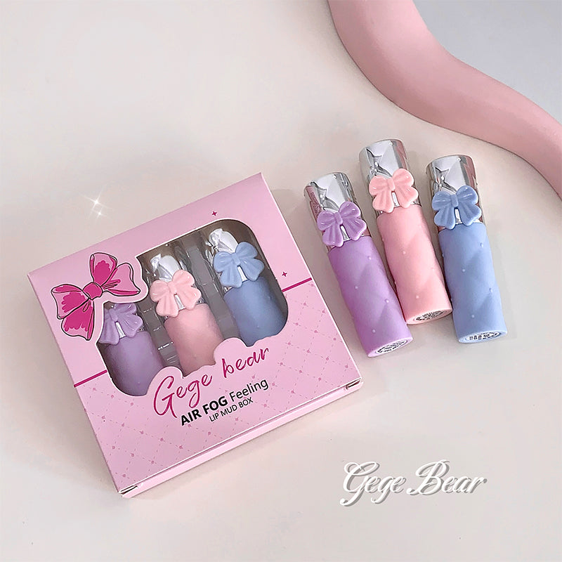 Set of pastel-colored air fresheners with packaging labeled 'Gege Bear' on a light background.
