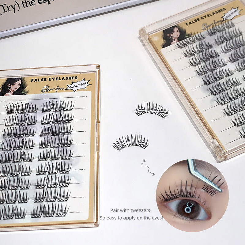 False eyelashes in packaging with an inset showing application on an eye.