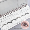 Eyelash packaging with a planner-style design and an inset of an eye wearing the lashes.