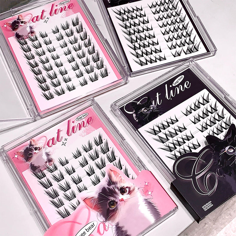 False eyelashes packaging with 'Cat line' branding on a white background