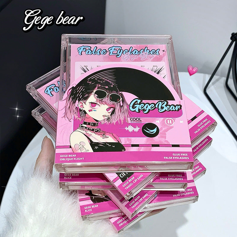 Stack of Gege Bear false eyelashes packaging on a white surface