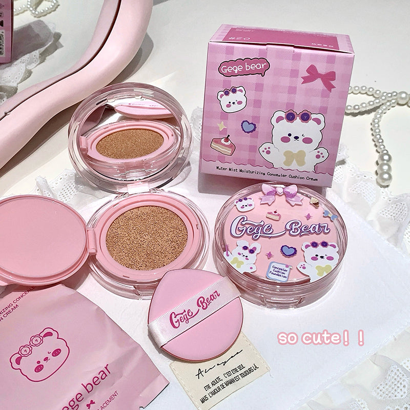 Pink cosmetic products with 'Gegie Bear' branding on a white background
