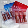 Gege Bear lip gloss set with blue and red packaging on a white background