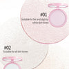 Makeup product with color options for different skin tones on a light pink background.