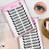 Set of false eyelashes with a pink case and an inset showing an eye wearing the lashes.