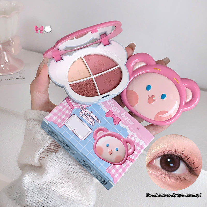 Makeup palette with a cute bear design on a white background