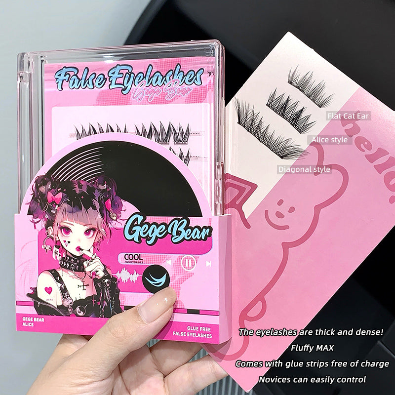 False eyelashes packaging with a character design on a pink background