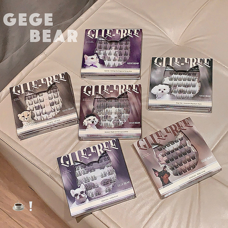 Multiple boxes of GEGE BEAR products on a textured surface with 'GEGE BEAR' branding.