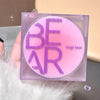 Pink and purple compact powder case with 'BEAR' text and 'Gege bear' branding.