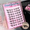 Set of false eyelashes in a pink case with an inset showing an eye wearing the lashes.