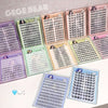 Collection of false eyelashes in various packaging on a light background