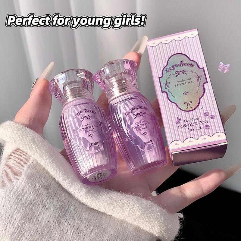 Two purple bottles and their packaging held by a hand, with text 'Perfect for young girls!'.