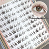 Set of false eyelashes with a close-up of an eye wearing them, labeled 'Korean daily glue-free series'.