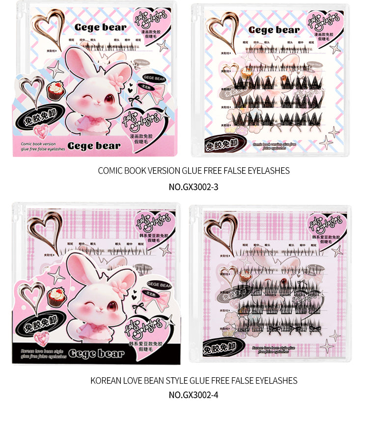 False eyelashes packaging with cartoon bear design and product details.