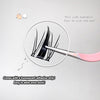Hair extension with tweezers and adhesive strip on a light gray background
