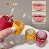 Lip balm products with before and after effects on lips, labeled 'Gege bear'.
