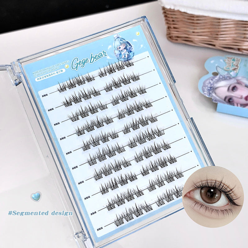 Eyelash extension set with a display card featuring 'Gefbear' branding on a white surface.