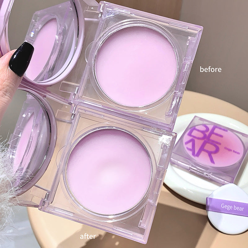 Makeup product with 'before' and 'after' comparison on a neutral background