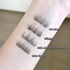 Eyelash styles labeled 'Cat elves', 'Trilogy', 'Wide stalk fish tail model', and 'Solar flower' on a person's arm.