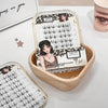 Eyelash packaging with illustrations on a white surface