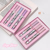 Set of lip products in pink boxes with 'Gege Bear' branding.