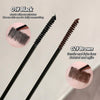 Two mascara brushes with black and brown bristles on a light gray background.