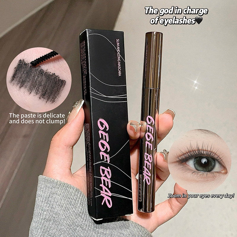 Hand holding a GESE BEAR eyelash product with packaging and close-up of application.