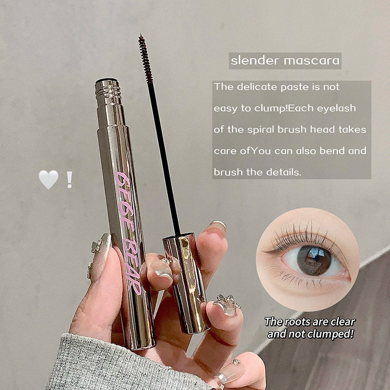 Mascara with a close-up of an eye and text describing the product's features.